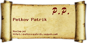 Petkov Patrik névjegykártya